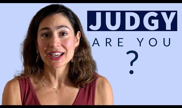 Woman smiling with "Judgy Are You?" text.
