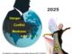 Silhouette, globe, dancing couple, nuclear warning.