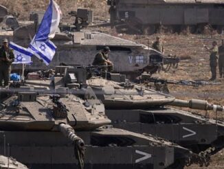 Military tanks with soldiers and Israeli flag.
