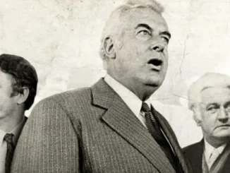 Three men in formal suits, vintage photograph.