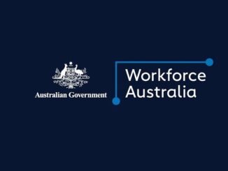 Australian Government Workforce Australia logo on blue.