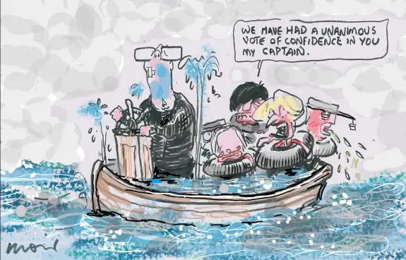Cartoon of sinking boat with sarcastic vote. Cartoon of sinking boat with sarcastic vote.