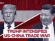 Leaders depicted amid US-China trade tensions.