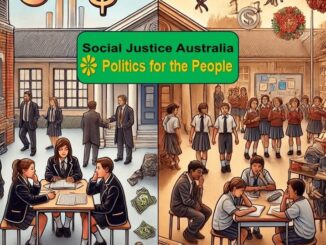 Students discussing politics in a school setting.