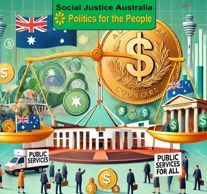 Australian politics and public services illustration.