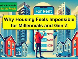 Cityscape with housing affordability text overlay.