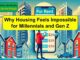 Cityscape with housing affordability text overlay.