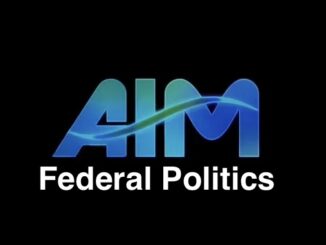 AIM Federal Politics blue logo on black
