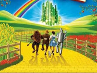Dorothy and friends walk to Emerald City