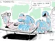 Cartoon of doctors examining patient labeled "Coalition.