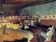 Ancient Roman senate gathering in discussion.