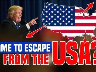 Man pointing at USA map with arrows.