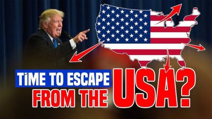 Man pointing at USA map with arrows.