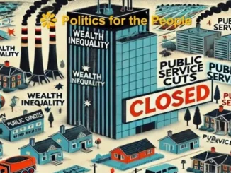 Illustration of wealth inequality and public service cuts.