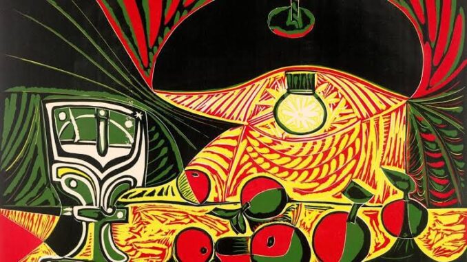 Colorful abstract still life with fruit.