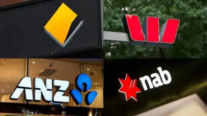 Australian bank logos on display board. Australian bank logos on display board.