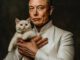 Man in white coat holding a cat.