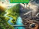 Nature versus industry environmental contrast illustration.