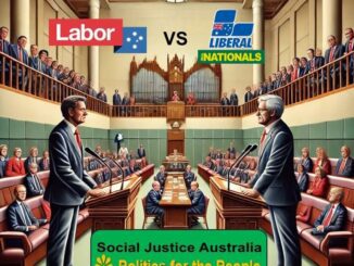 Political debate in Australian parliament illustration.