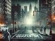 Futuristic city street under quarantine at night.