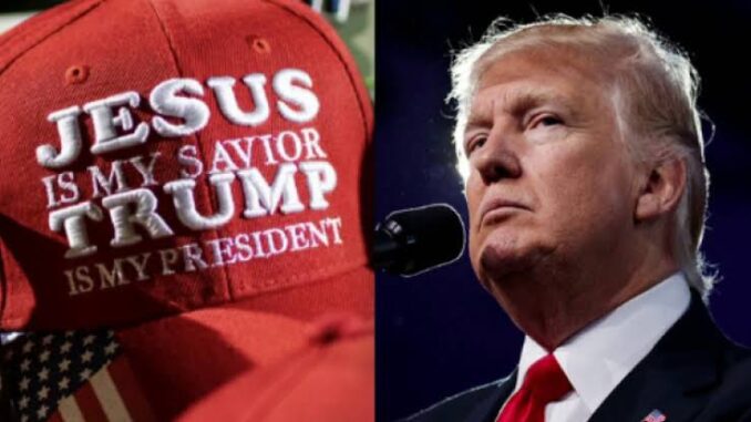 Red cap and man speaking at event. Red cap and man speaking at event.