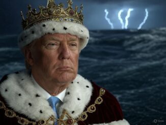 Man in royal attire with stormy background.