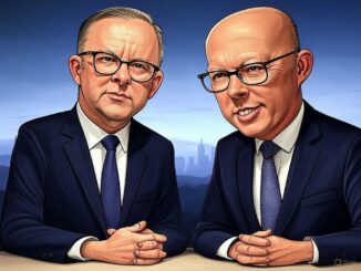 Two men in suits with glasses, smiling.
