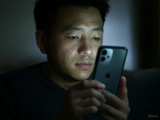 Man looking at smartphone screen intently.