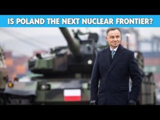 Man standing near military tank, Poland question.