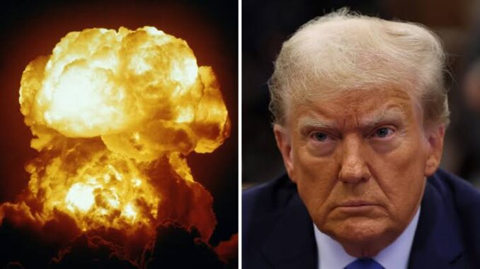 Explosion and serious-looking person side by side.