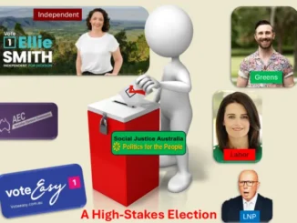 Election candidates and voting ballot box illustration.