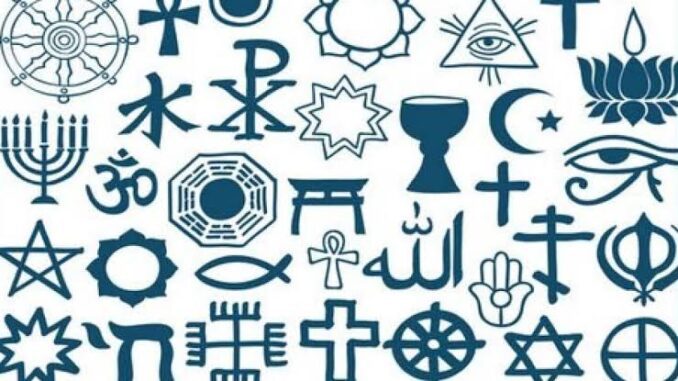 Various religious and spiritual symbols displayed. Various religious and spiritual symbols displayed.