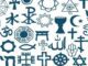 Various religious and spiritual symbols displayed.