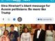 News headline about Gina Rinehart's political message.