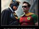 Batman and Robin parody with humorous text.