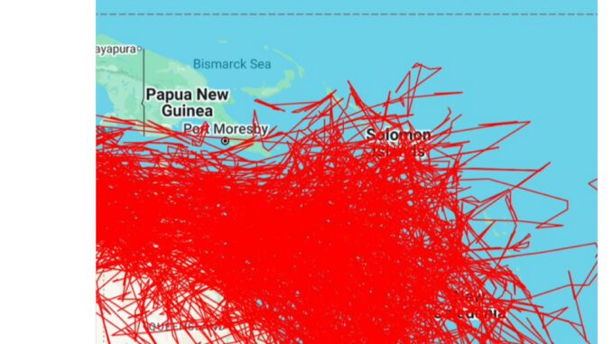 Map showing cyclone paths over Queensland. Map showing cyclone paths over Queensland.