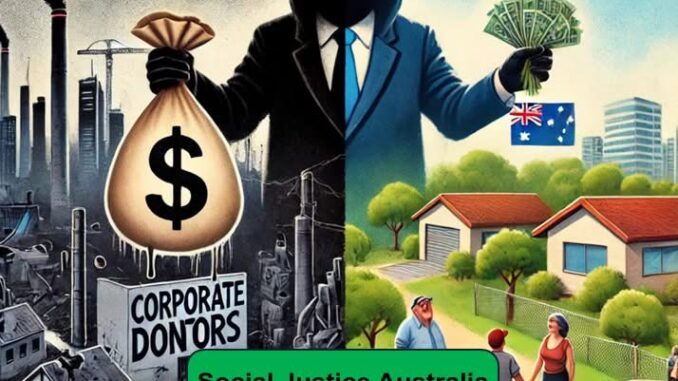 Corruption versus integrity illustrated in contrasting scenes.