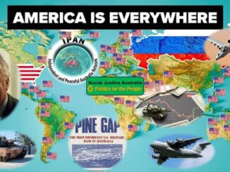 Map with American influence and military imagery.
