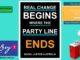 Political advocacy message and voting resources displayed.