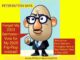 Cartoon character with political speech bubbles.