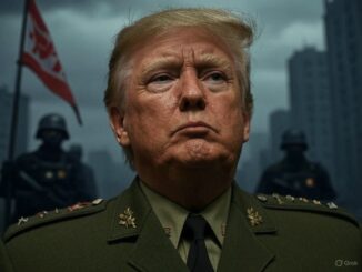 Man in military uniform with guards behind