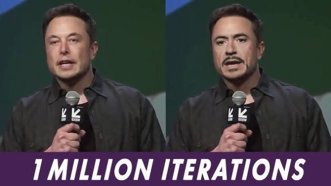 Two men speaking at a conference, edited.