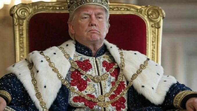 Man dressed as a king on throne.