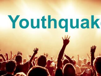 Crowd celebrating at concert, "Youthquake" text.