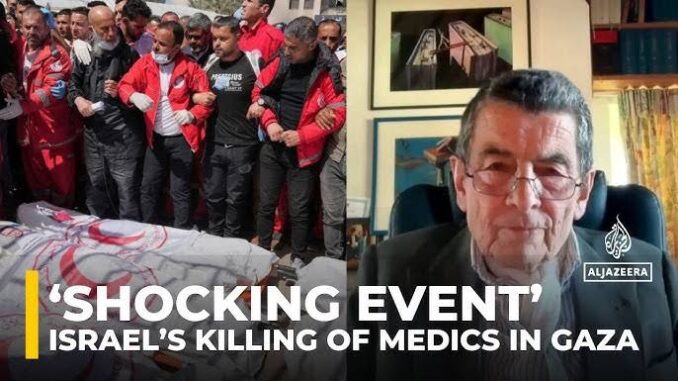 News report on medics killed in Gaza. News report on medics killed in Gaza.