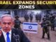 Israeli leader and soldiers in security zone.
