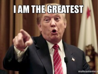 Donald Trump pointing with a caption saying 'I AM THE GREATEST'.
