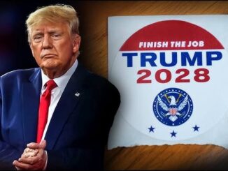 Donald Trump standing next to a Trump 2024 campaign sign.