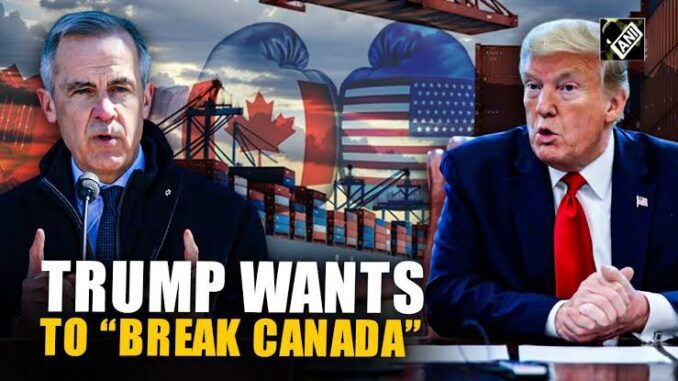 Political leaders with flags and a controversial statement about Canada.