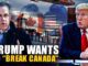Political leaders with flags and a controversial statement about Canada.